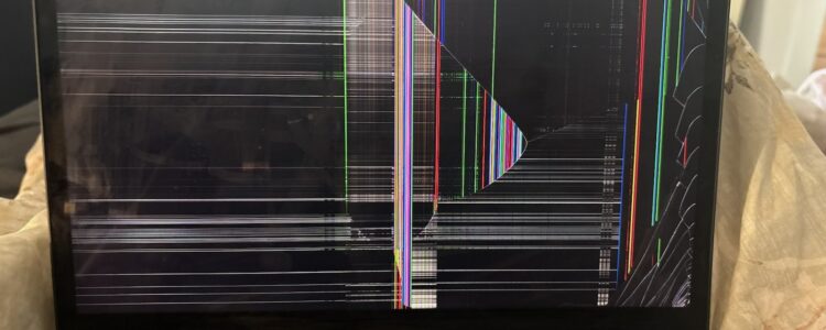 Lenovo ThinkPad with cracked, damaged screen