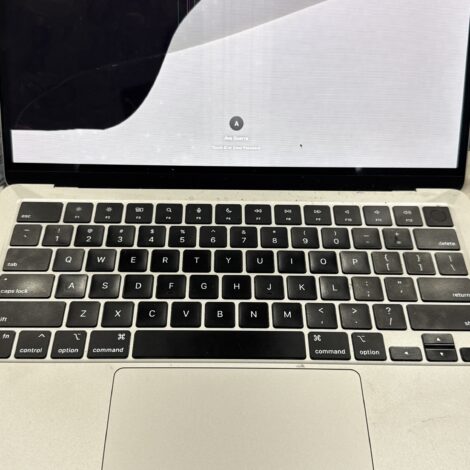 MacBook with cracked, bleeding LCD screen