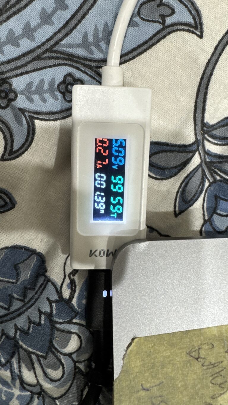 USB-C power meter testing laptop charging