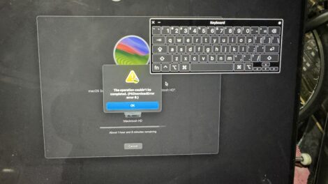 Mac showing macOS installation in progress