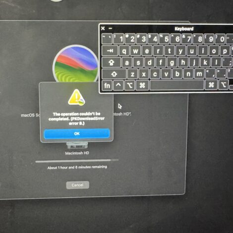 Mac showing macOS installation in progress