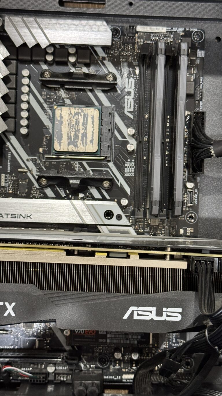 Desktop PC motherboard, RAM and ASUS graphics card